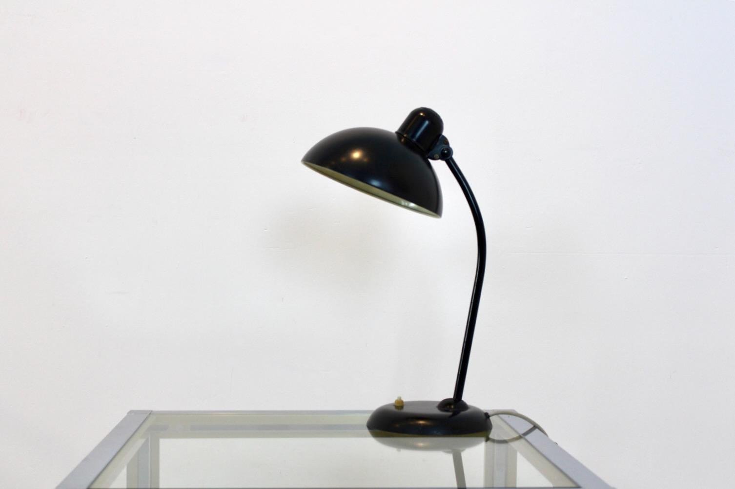 Adjustable Black Steel Table Lamp attributed to Christian Dell for Kaiser Idell, 1930s