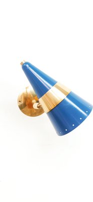 Adjustable Blue & Gold Cone Wall Lamp-QLH-1326278