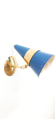 Adjustable Blue & Gold Cone Wall Lamp-QLH-1326278