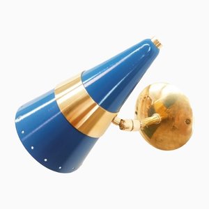 Adjustable Blue & Gold Cone Wall Lamp-QLH-1326278