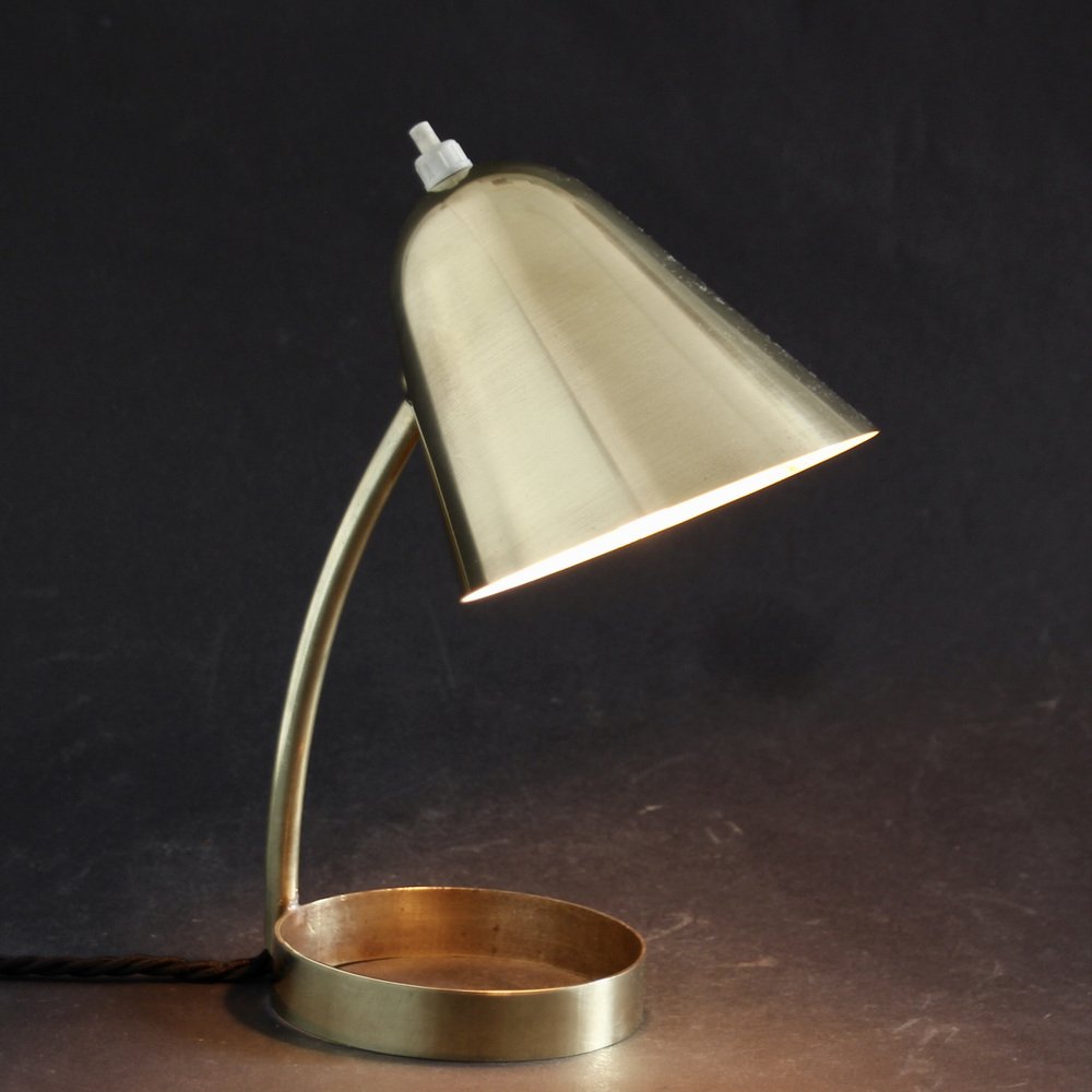 Adjustable Brass Table Lamps by Jacques Biny for Luminalité, 1950s, Set of 2