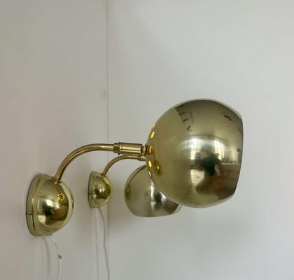 Adjustable Brass Wall Lights, Sweden, 1970, Set of 2-KAI-2035482