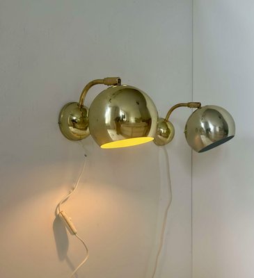 Adjustable Brass Wall Lights, Sweden, 1970, Set of 2-KAI-2035482