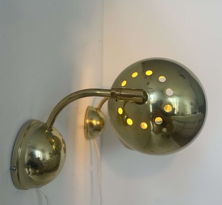 Adjustable Brass Wall Lights, Sweden, 1970, Set of 2-KAI-2035482