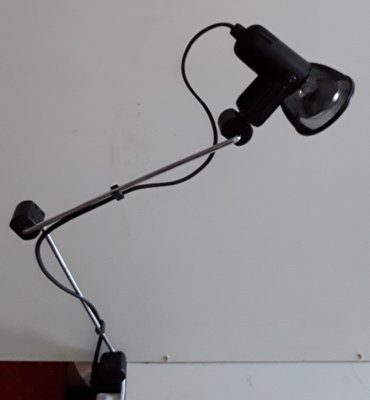 Adjustable Chrome and Black Plastic Clamp Table Lamp from Näve, 1980s-HOI-706526