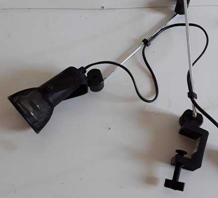 Adjustable Chrome and Black Plastic Clamp Table Lamp from Näve, 1980s-HOI-706526