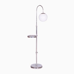 Adjustable Chrome Floor Lamp in Steel & Milk Glass C,zech, 1930s-WHY-1733870