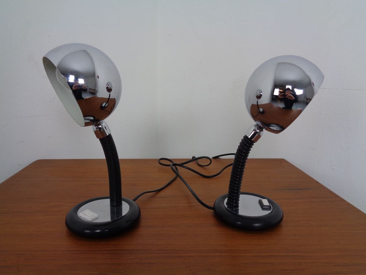 Adjustable Chrome Plated Space Age Table Lamps, 1960s, Set of 2