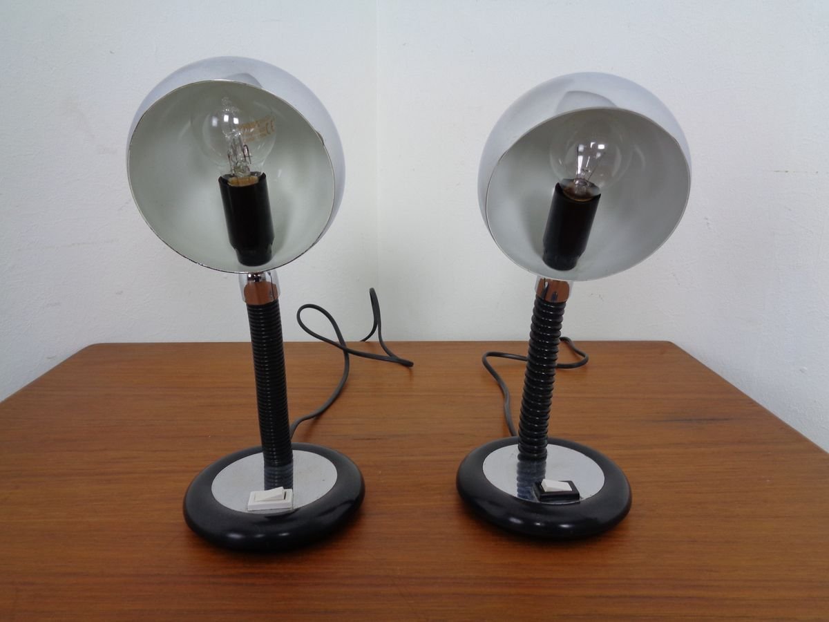 Adjustable Chrome Plated Space Age Table Lamps, 1960s, Set of 2