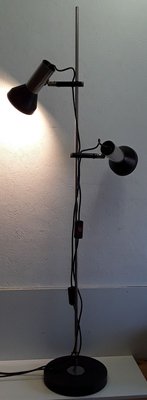 Adjustable Chrome-Plated Steel Tube 2-Light Spotlight with Black Plastic Mounting and Base, 1970s-HOI-889052