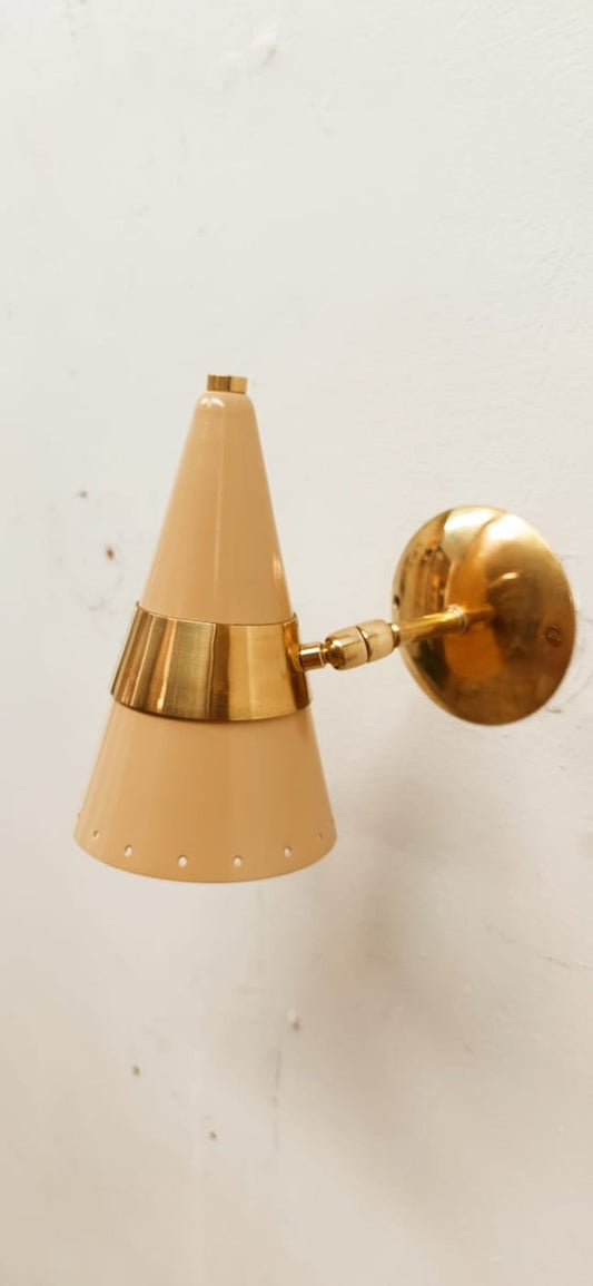 Adjustable Cream & Gold Cone Wall Lamp