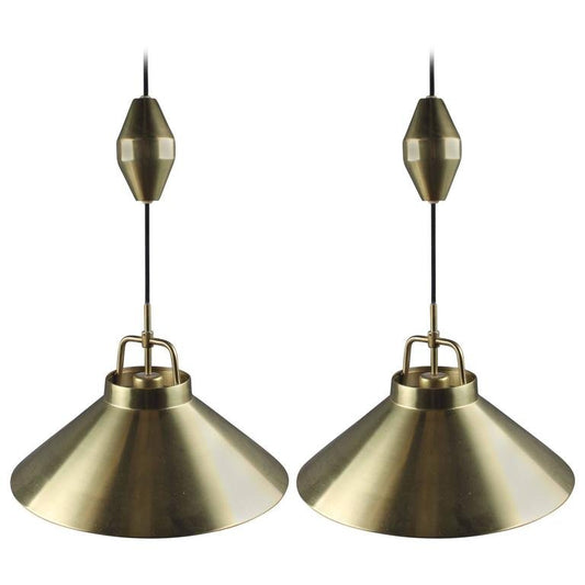 Adjustable Danish P 295 Brass Pendant by Frits Schlegel for Lyfa, 1960s