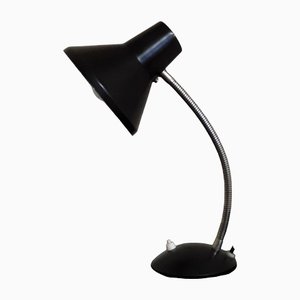 Adjustable Desk Lamp in Black Painted Metal and Chrome-Plated Spiral Arm, 1970s-HOI-1408817