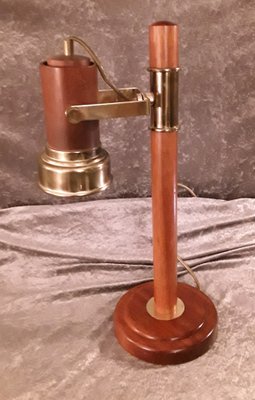 Adjustable Desk Lamp in Mahogany and Brass, 1980s-HOI-1764773