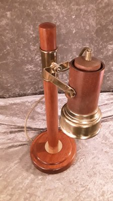 Adjustable Desk Lamp in Mahogany and Brass, 1980s-HOI-1764773