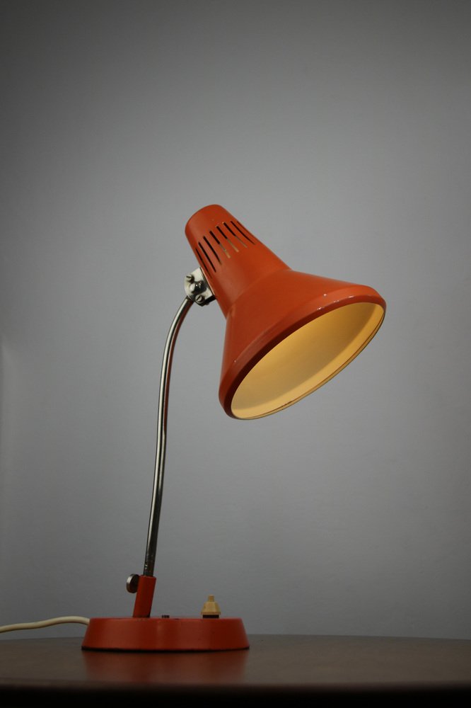 Adjustable Desk Lamp in Orange Painted Metal from TEP, 1970s