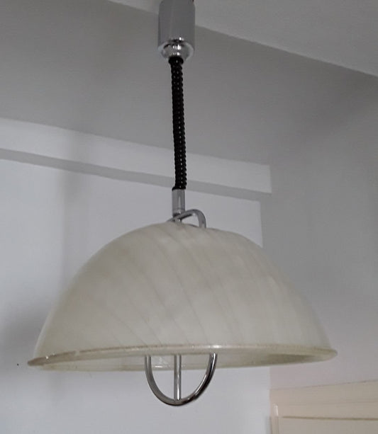 Adjustable Double Flame Ceiling Lamp with Chrome Metal Mount, 1970s