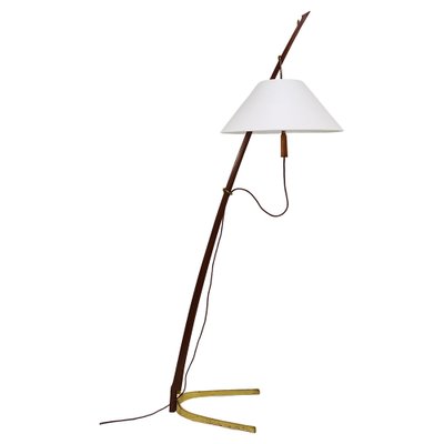 Adjustable Floor Lamp in Brass and Walnut by J. T. Kalmar for Kalmar, 1950s-MWV-1800079