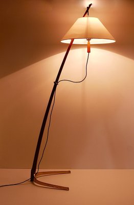 Adjustable Floor Lamp in Brass and Walnut by J. T. Kalmar for Kalmar, 1950s-MWV-1800079