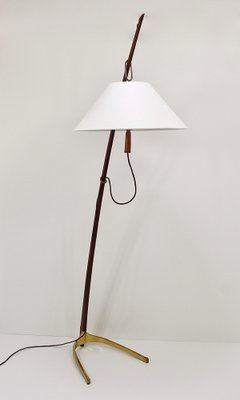 Adjustable Floor Lamp in Brass and Walnut by J. T. Kalmar for Kalmar, 1950s-MWV-1800079