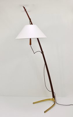 Adjustable Floor Lamp in Brass and Walnut by J. T. Kalmar for Kalmar, 1950s-MWV-1800079