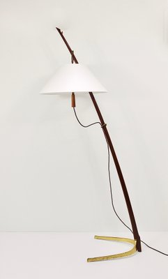 Adjustable Floor Lamp in Brass and Walnut by J. T. Kalmar for Kalmar, 1950s-MWV-1800079