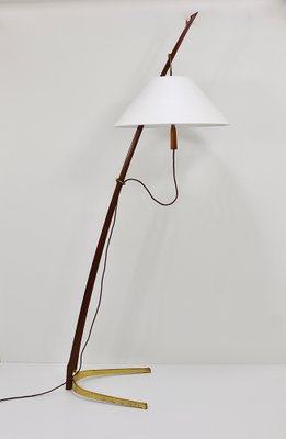 Adjustable Floor Lamp in Brass and Walnut by J. T. Kalmar for Kalmar, 1950s-MWV-1800079