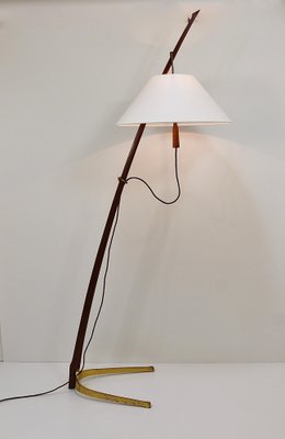 Adjustable Floor Lamp in Brass and Walnut by J. T. Kalmar for Kalmar, 1950s-MWV-1800079