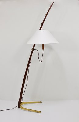 Adjustable Floor Lamp in Brass and Walnut by J. T. Kalmar for Kalmar, 1950s-MWV-1800079