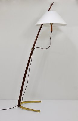 Adjustable Floor Lamp in Brass and Walnut by J. T. Kalmar for Kalmar, 1950s-MWV-1800079