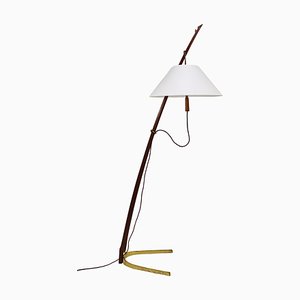 Adjustable Floor Lamp in Brass and Walnut by J. T. Kalmar for Kalmar, 1950s-MWV-1800079