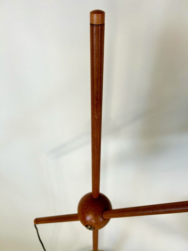 Adjustable Floor Lamp in Teak with Brass Details from Temde Leuchten, 1960s