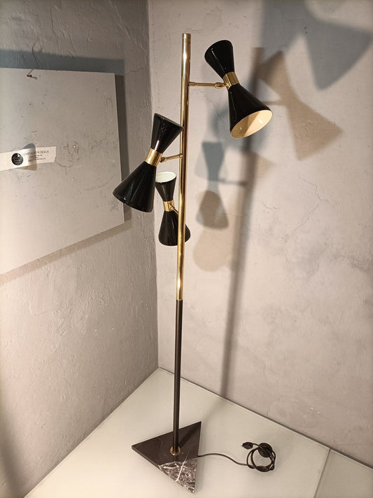 Adjustable Floor Lamp with Black Marble Base, 2000s