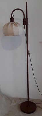 Adjustable Floor Lamp with Teak Frame and Segmented Fabric Shade, 1970s-HOI-1134130