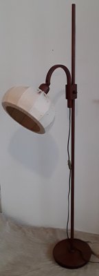 Adjustable Floor Lamp with Teak Frame and Segmented Fabric Shade, 1970s-HOI-1134130