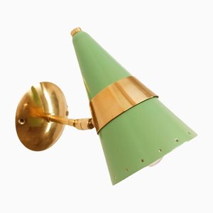 Adjustable Green & Gold Cone Wall Lamp-QLH-1326275