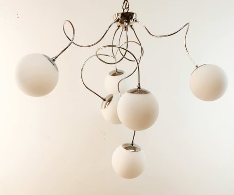 Adjustable Hanging Lamp with White Sphere Glass-QLH-1768338