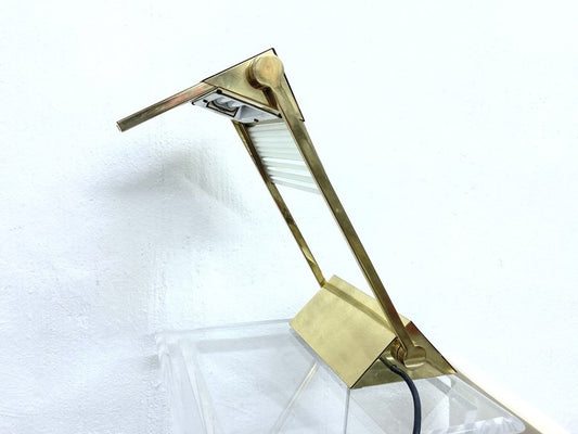 Adjustable Italian Table Lamp in Brass & Glass from Sciolari, 1970s