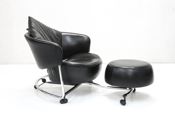 Adjustable Leather Girotonda Lounge Chair by Francesco Binfaré for Cassina, 1990s-SES-1311793