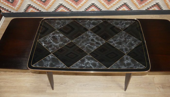 Adjustable Multifunctional Patterned Coffee Table in Glass, 1960s-AFE-1372130