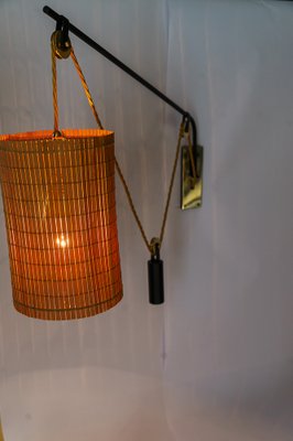 Adjustable Original Wicker Shade Wall Lights by Rupert Nikoll, 1950s, Set of 2-SPD-1811200