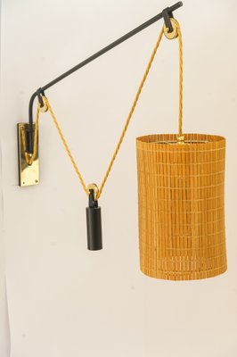 Adjustable Original Wicker Shade Wall Lights by Rupert Nikoll, 1950s, Set of 2-SPD-1811200