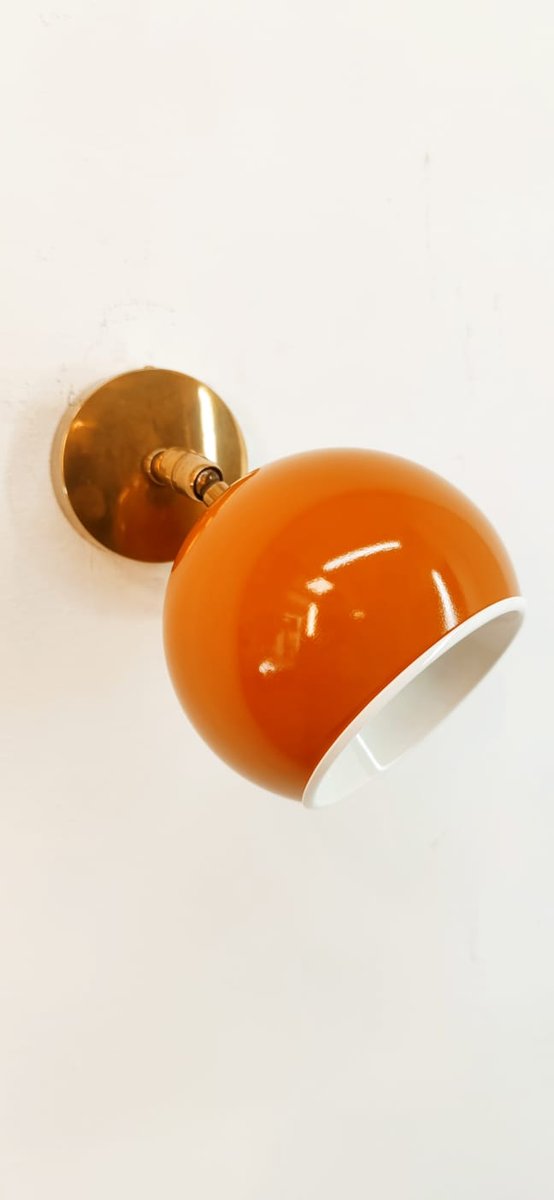 Adjustable Sconce with Orange Metal Dome