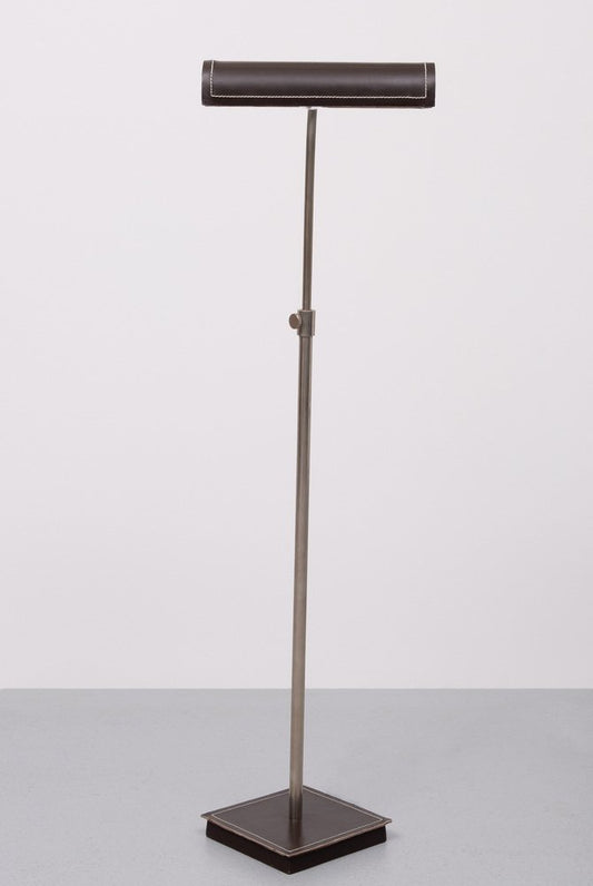 Adjustable Stich Leather Floor Lamp by Jacques Adnet, 1975