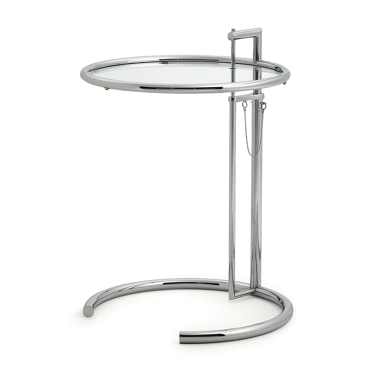 ADJUSTABLE TABLE E 1027 #Chrome #Clear Glass