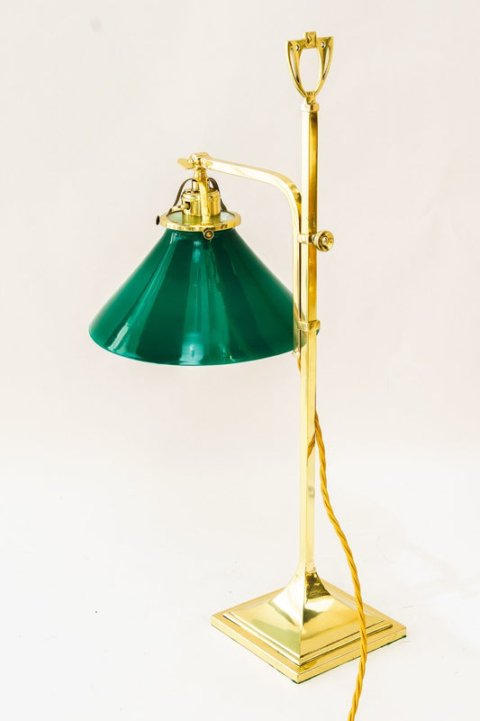 Adjustable Table Lamp with Original Opal Glass Shade, 1920s