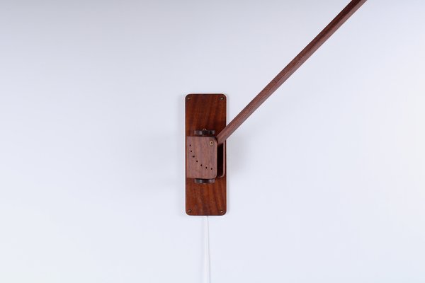 Adjustable Wall Lamp in Black and Teak from Indoor, 1950s-XT-1451409