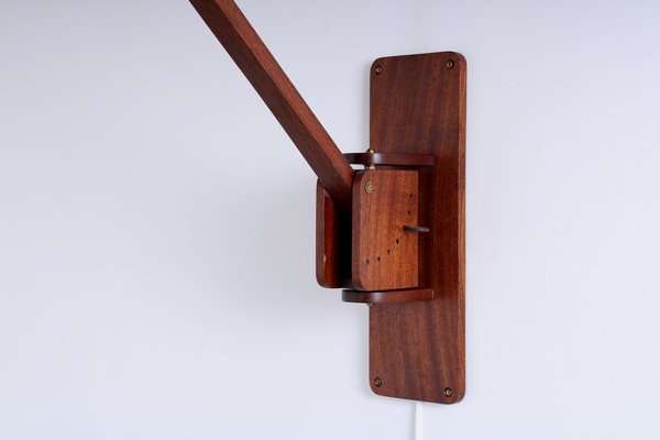 Adjustable Wall Lamp in Black and Teak from Indoor, 1950s-XT-1451409