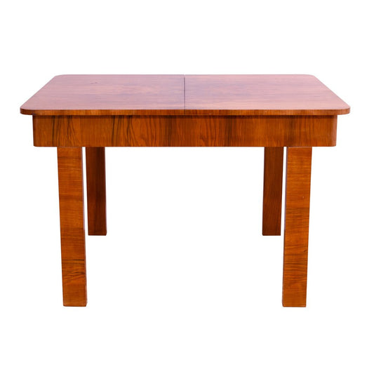 Adjustable Walnut Dining Table, Czechoslovakia, 1930s