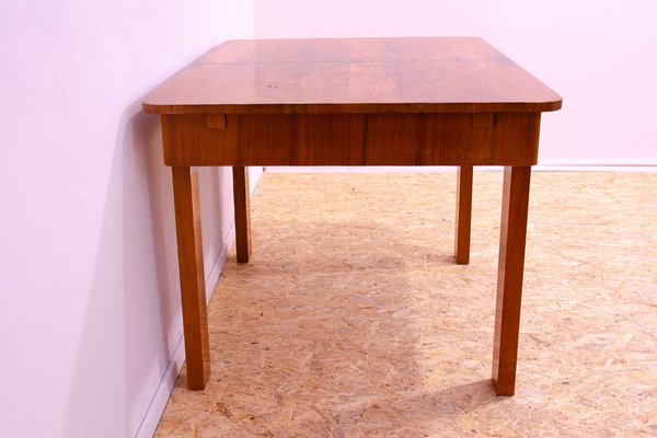 Adjustable Walnut Dining Table, Czechoslovakia, 1930s-HXT-1821383